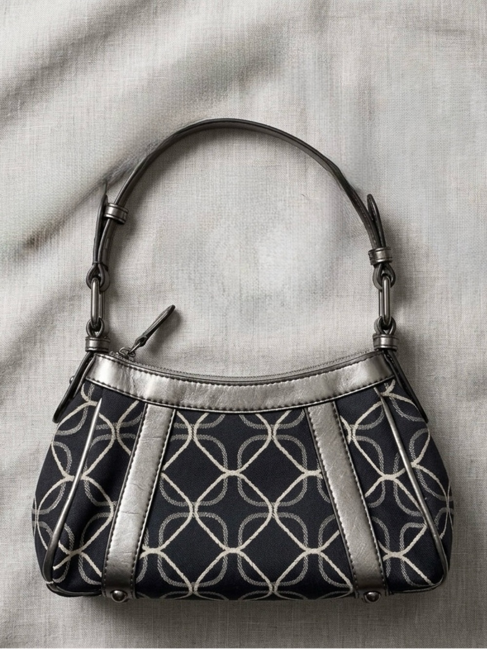 Nine West Black and Silver Shoulder Bag